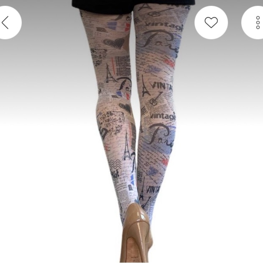 Graphic Paris print tights. Sz M/l